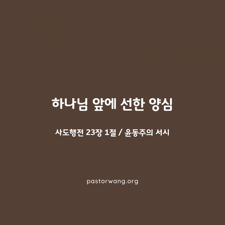 하나님 앞에 선한 양심_사도행전 23장 1절 / 윤동주 서시