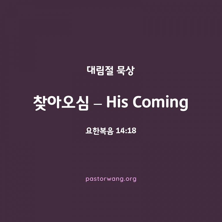 [대림절 묵상] 찾아오심 – His Coming_요한복음 14장 18절