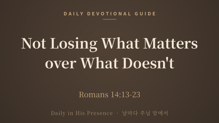 Not Losing What Matters over What Doesn’t (Romans 14:13-23)